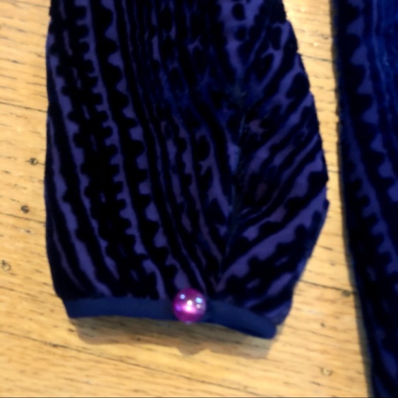 VINTAGE PURPLE PATTERNED VELVET AND CHIFFON DRESS - Picture 3 of 6